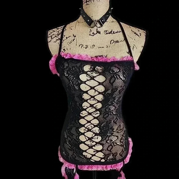 SEXY Stretchy one piece goth princess core all lace body suit. Size Xl - Picture 3 of 13